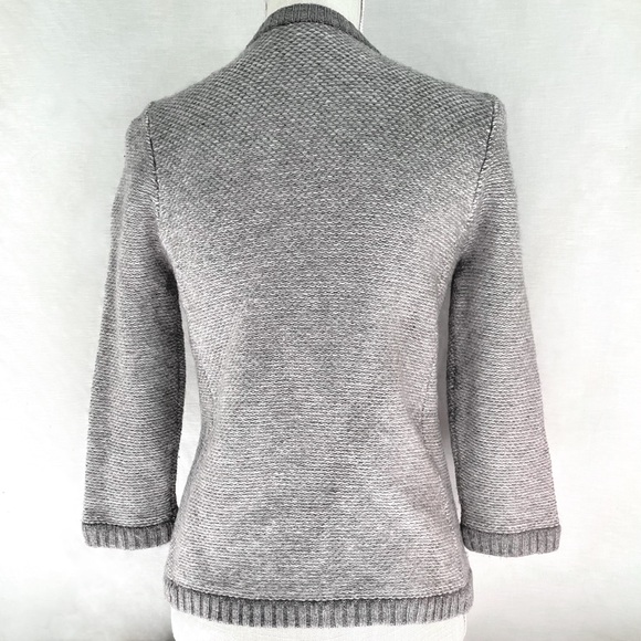 Ann Taylor Gray & White Wool Tweed Zip Front Crop Jacket Size Small - Picture 9 of 11